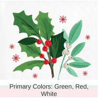 192/Case Bulk Holly Jolly Christmas Paper Beverage Napkin