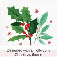 192/Case Bulk Holly Jolly Christmas Paper Beverage Napkin