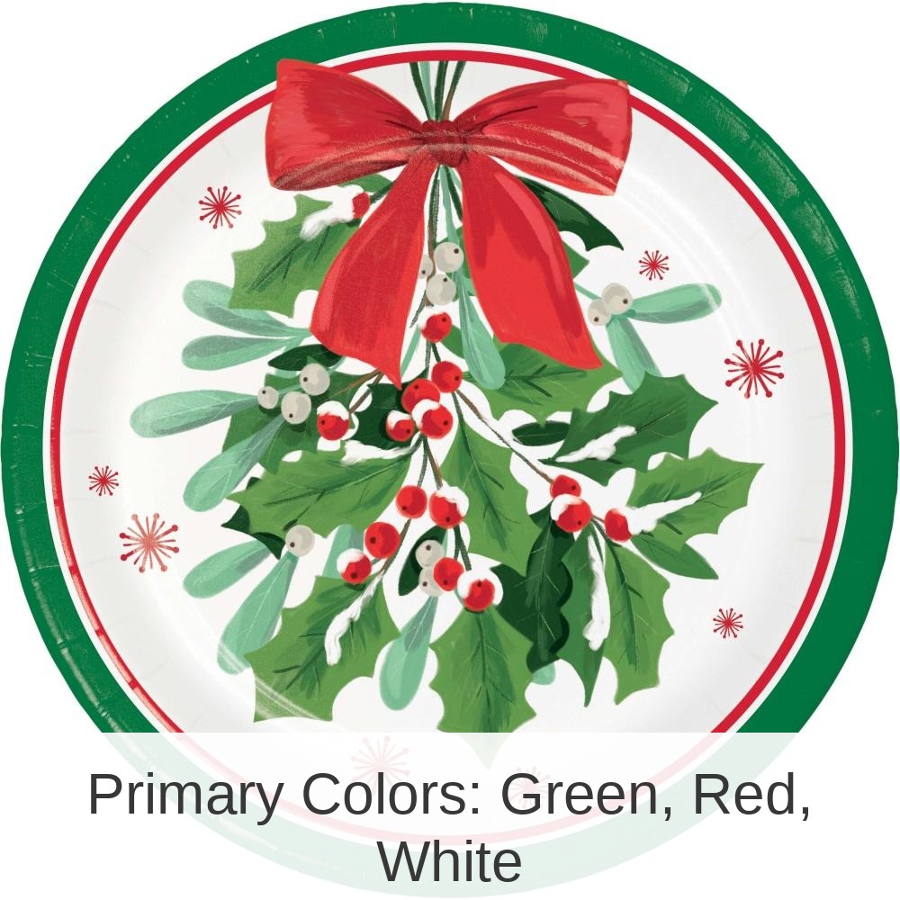 96/Case Bulk Holly Jolly Christmas Paper Dessert Plate