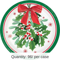 96/Case Bulk Holly Jolly Christmas Paper Dessert Plate