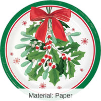 96/Case Bulk Holly Jolly Christmas Paper Dessert Plate
