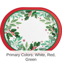 96/Case Bulk Holly Jolly Christmas Paper Oval Platter