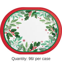 96/Case Bulk Holly Jolly Christmas Paper Oval Platter