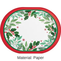 96/Case Bulk Holly Jolly Christmas Paper Oval Platter