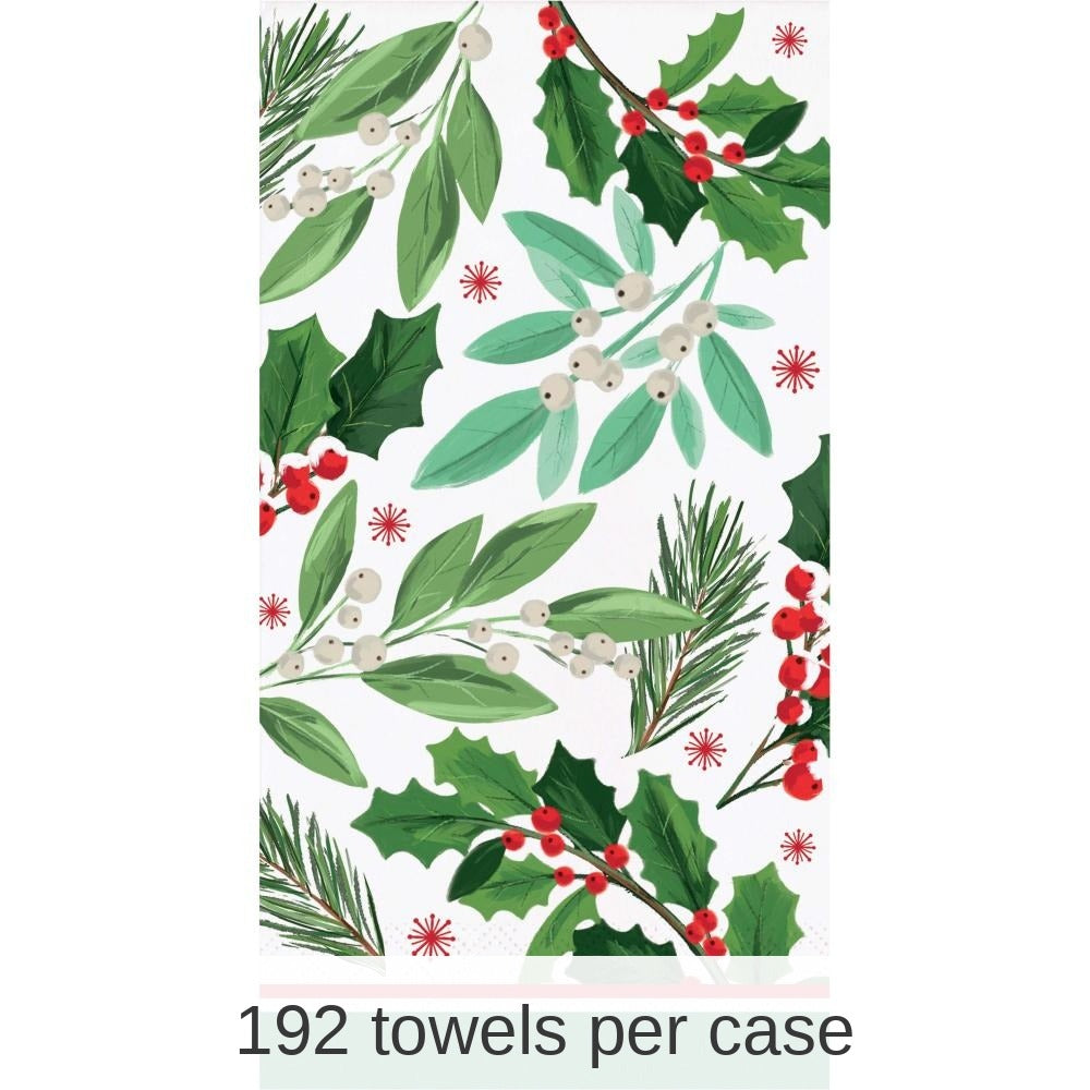 192/Case Bulk Holly Jolly Christmas Paper Guest Towel