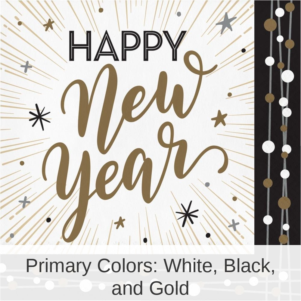 192/Case Bulk New Years Shimmer Paper Luncheon Napkin