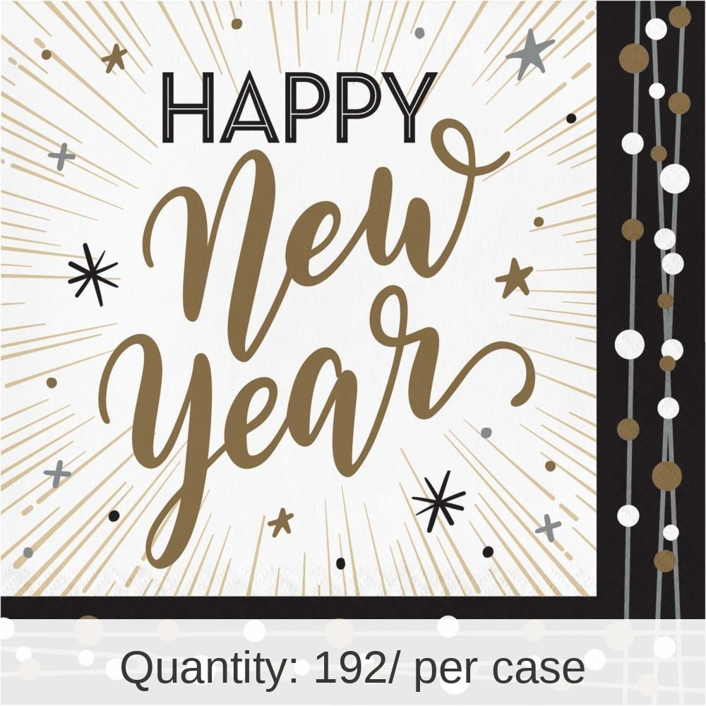192/Case Bulk New Years Shimmer Paper Luncheon Napkin