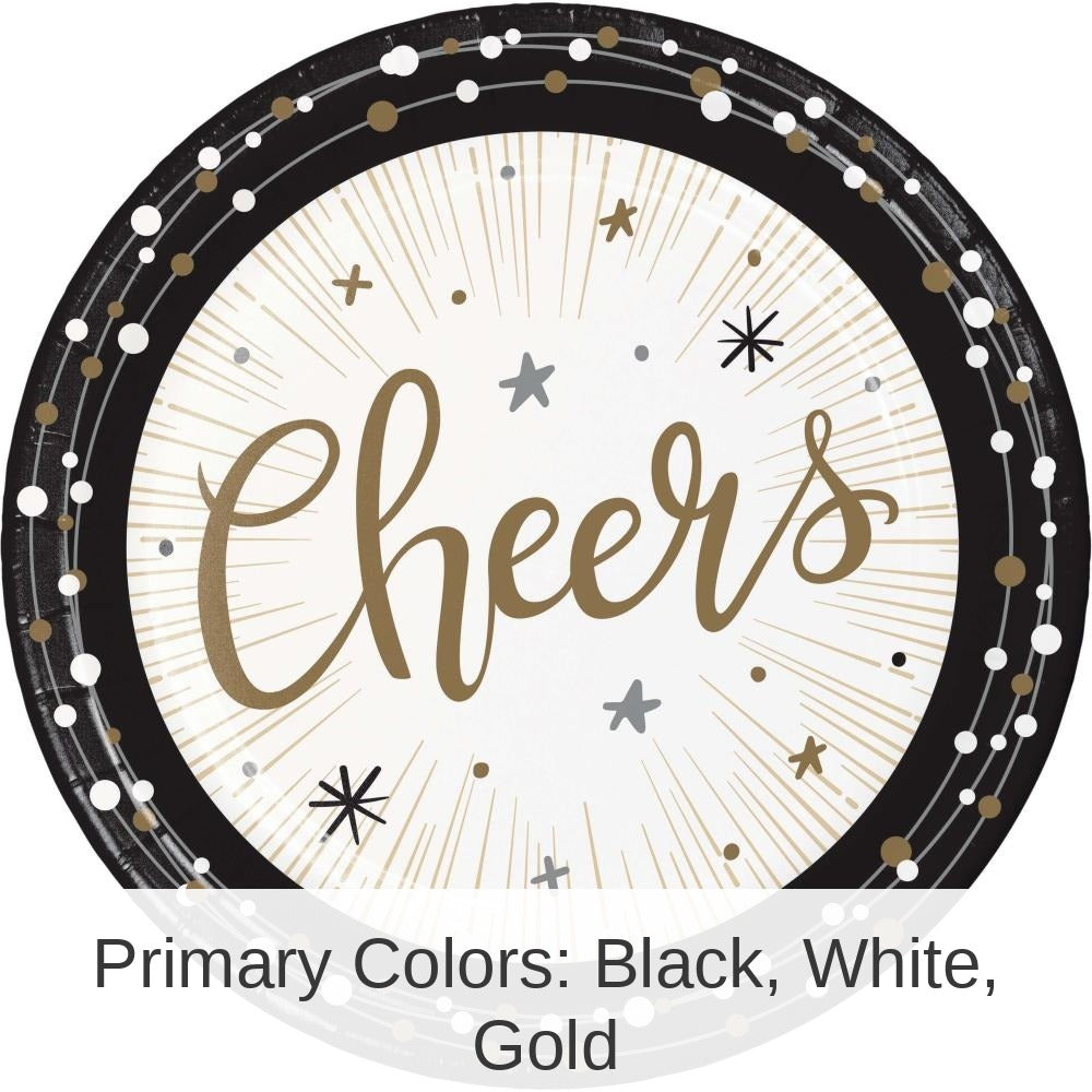 96/Case Bulk New Years Shimmer Paper Dessert Plate