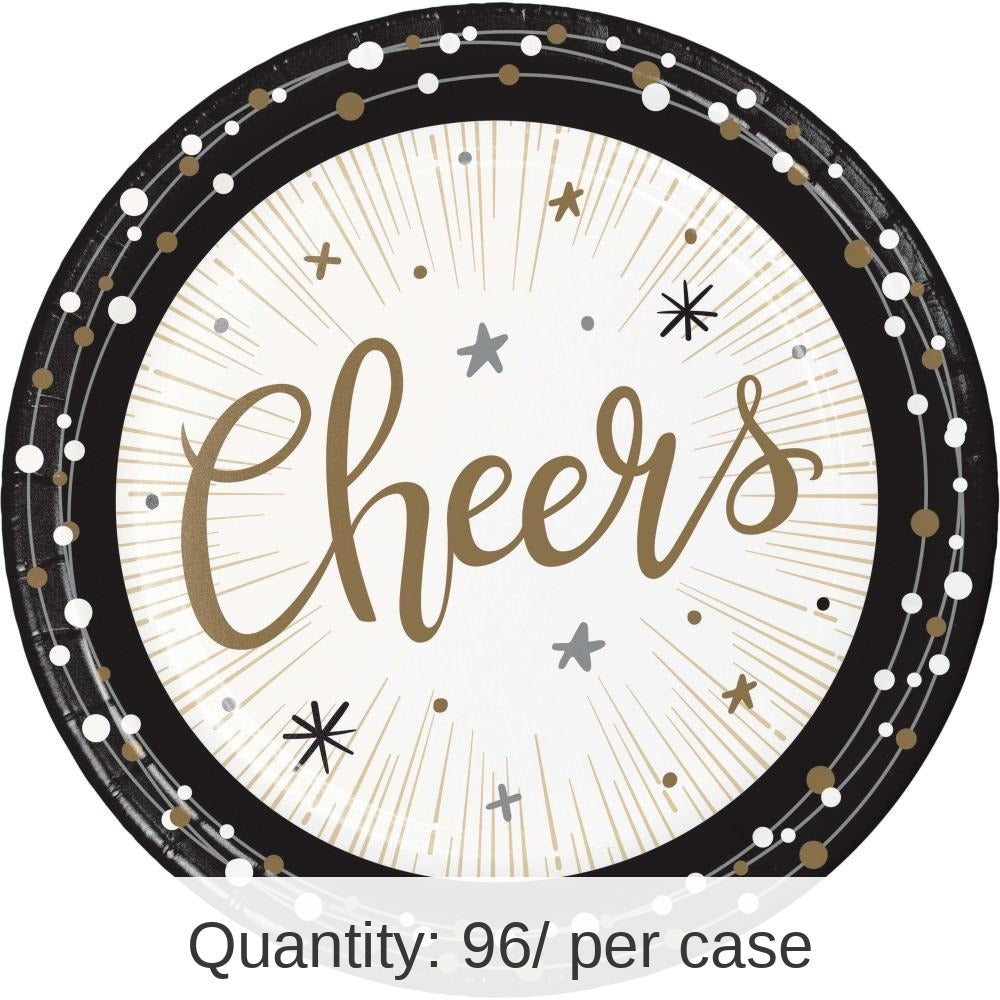 96/Case Bulk New Years Shimmer Paper Dessert Plate