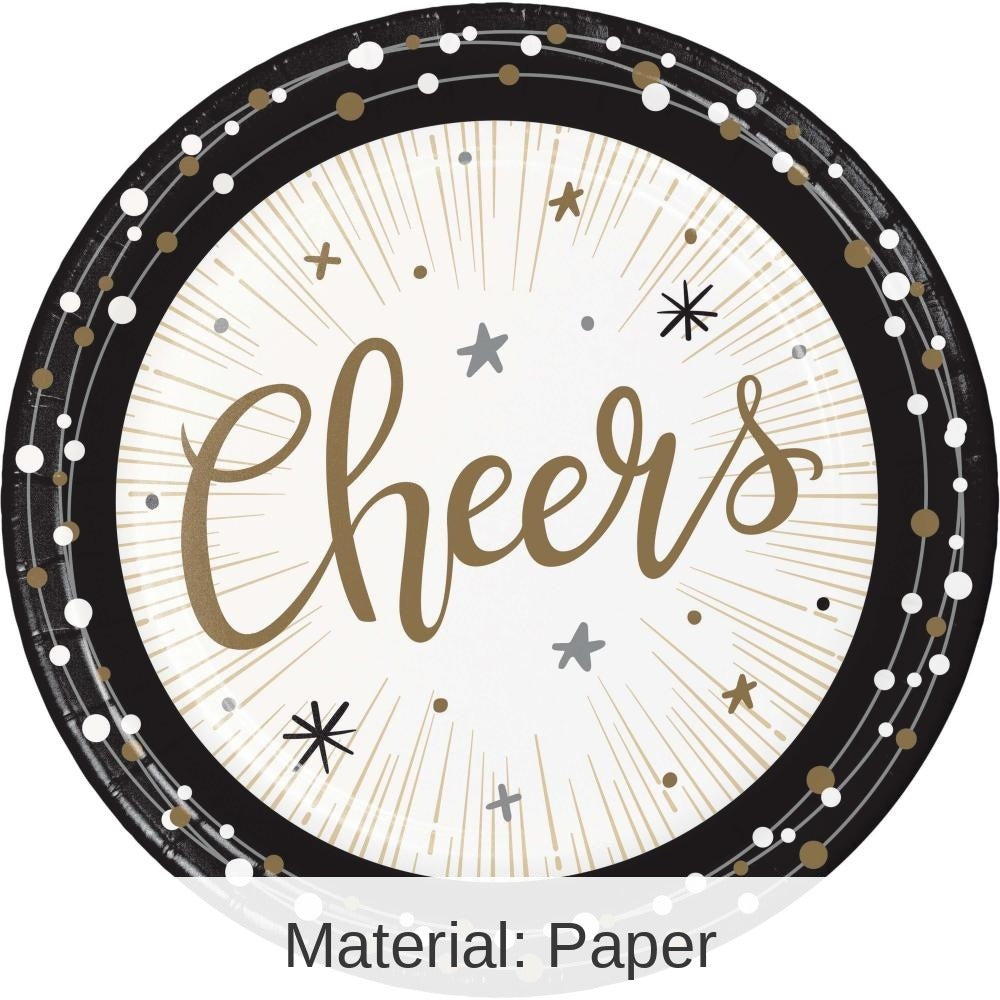 96/Case Bulk New Years Shimmer Paper Dessert Plate