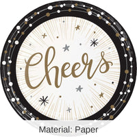 96/Case Bulk New Years Shimmer Paper Dessert Plate