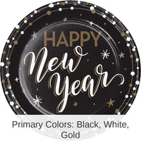 96/Case Bulk New Years Shimmer Paper Dinner Plate