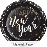 96/Case Bulk New Years Shimmer Paper Dinner Plate