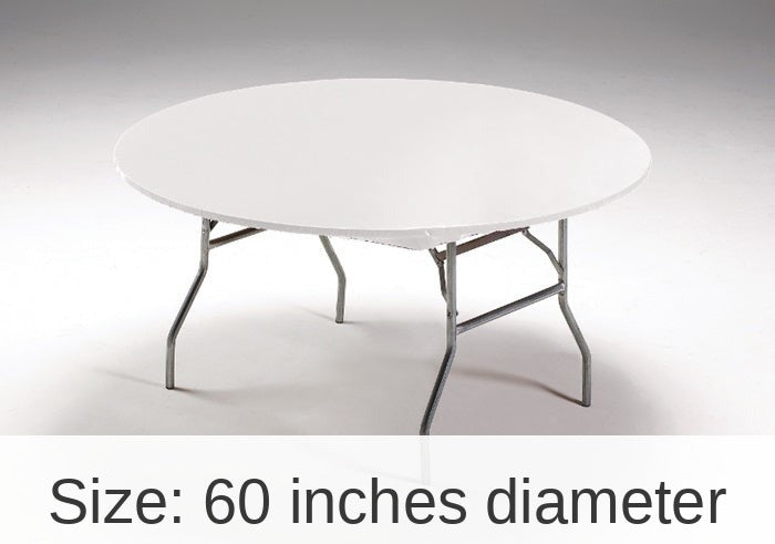 12/Case Bulk White Stay Put 60" Round Table Covers
