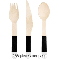 288/Case Bulk Black Velvet Wooden Cutlery, Assorted