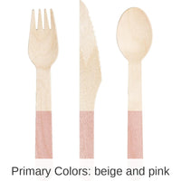 288/Case Bulk Classic Pink Wooden Cutlery, Assorted