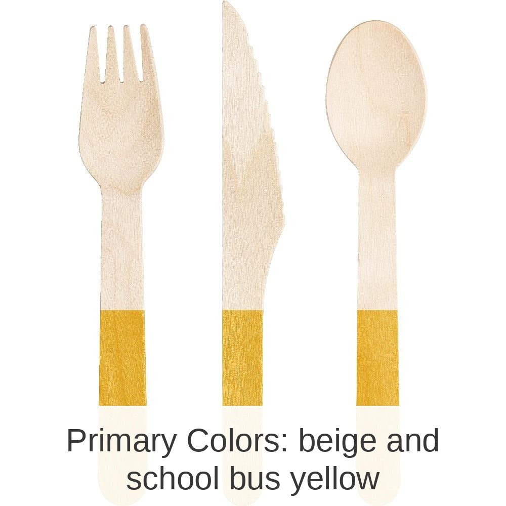 288/Case Bulk School Bus Yellow Wooden Cutlery, Assorted