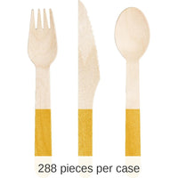 288/Case Bulk School Bus Yellow Wooden Cutlery, Assorted