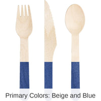 288/Case Bulk Cobalt Wooden Cutlery, Assorted