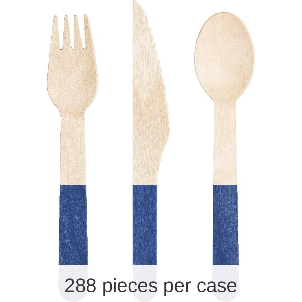 288/Case Bulk Cobalt Wooden Cutlery, Assorted