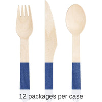 288/Case Bulk Cobalt Wooden Cutlery, Assorted