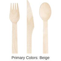 288/Case Bulk Natural Wooden Cutlery, Assorted