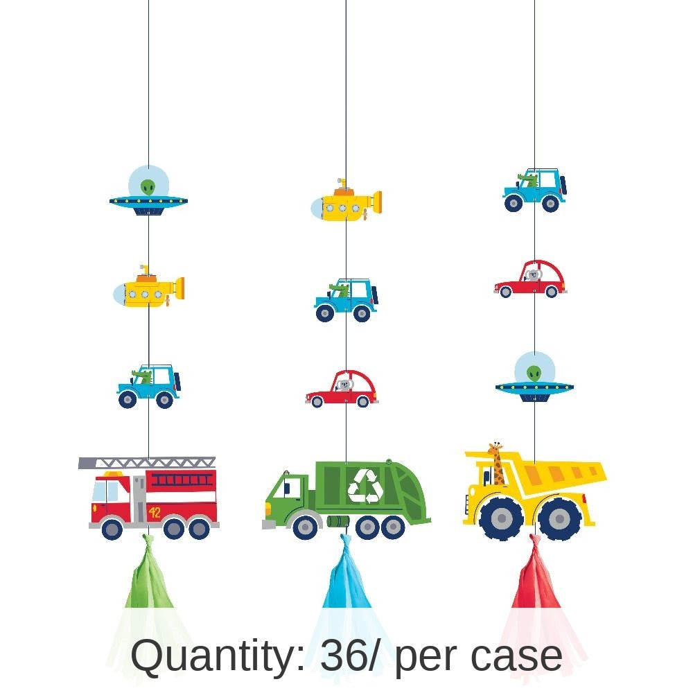 36/Case Bulk Transportation Time City Life Hanging Cutouts with Tassels