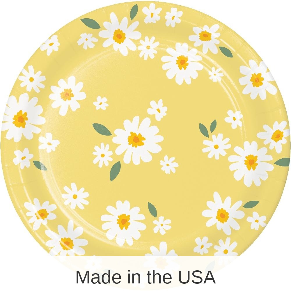 96/Case Bulk Sweet Daisy Paper Dinner Plate