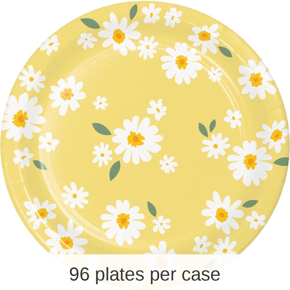96/Case Bulk Sweet Daisy Paper Dinner Plate