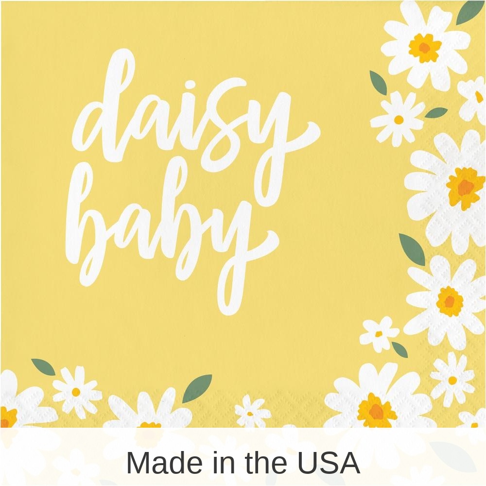 192/Case Bulk Sweet Daisy Paper Lunch Napkin, Daisy Baby