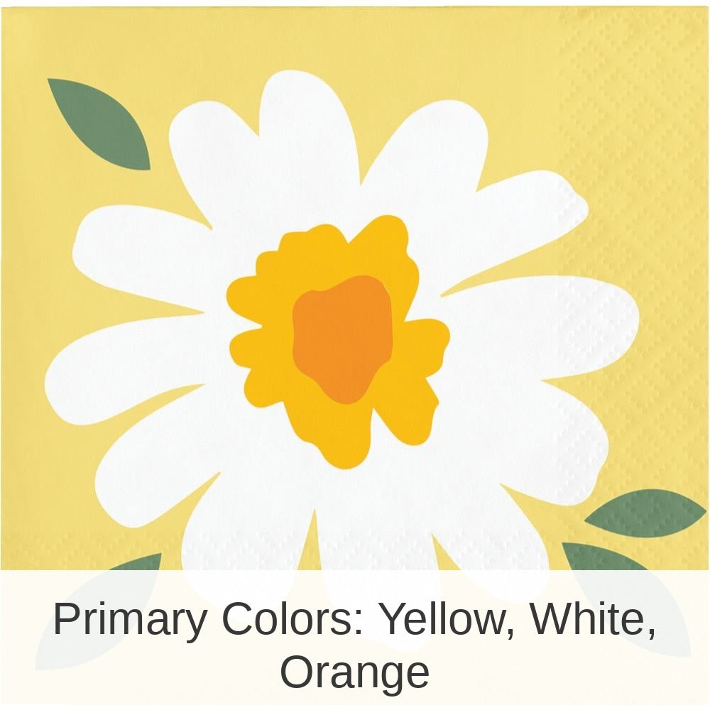 192/Case Bulk Sweet Daisy Paper Beverage Napkin