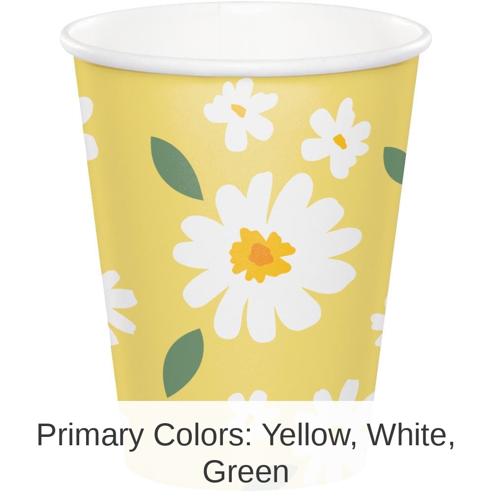 96/Case Bulk Sweet Daisy Paper Hot/Cold Cup 9oz.