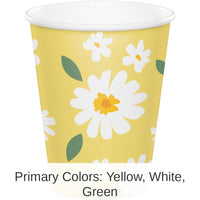 96/Case Bulk Sweet Daisy Paper Hot/Cold Cup 9oz.