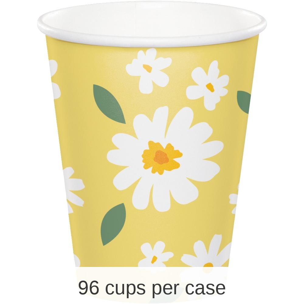 96/Case Bulk Sweet Daisy Paper Hot/Cold Cup 9oz.