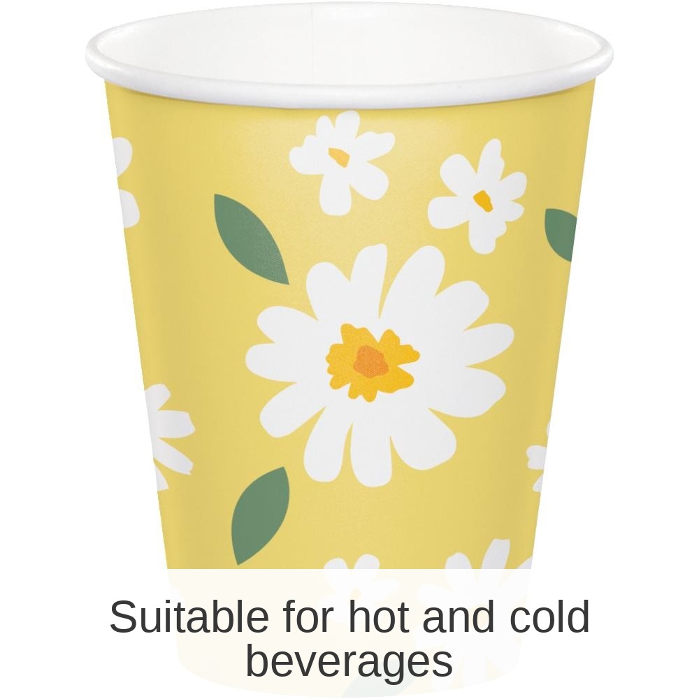 96/Case Bulk Sweet Daisy Paper Hot/Cold Cup 9oz.