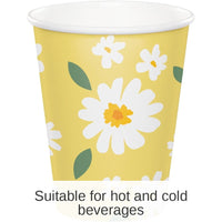 96/Case Bulk Sweet Daisy Paper Hot/Cold Cup 9oz.