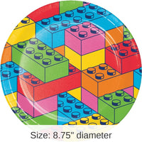 96/Case Bulk Block Bash Toy Blocks Paper Dinner Plates