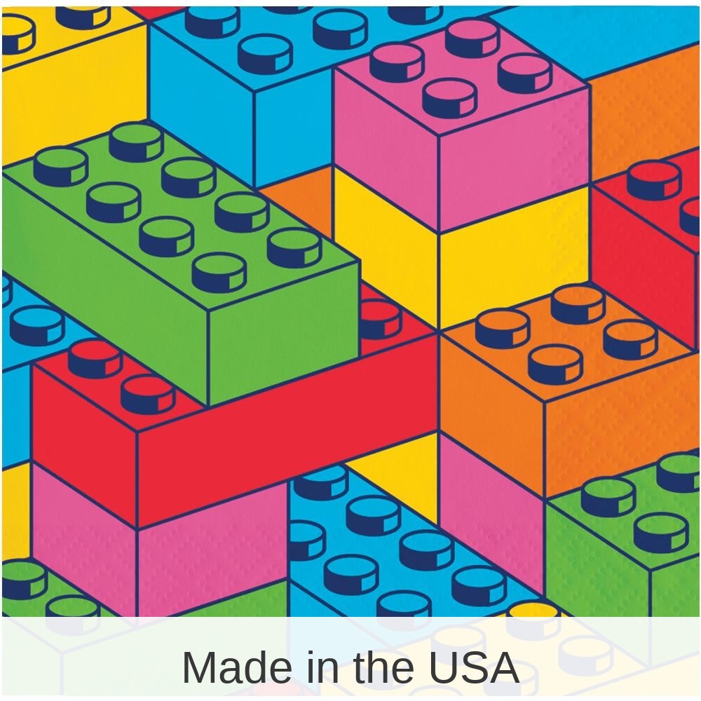 192/Case Bulk Block Bash Toy Blocks Paper Beverage Napkins