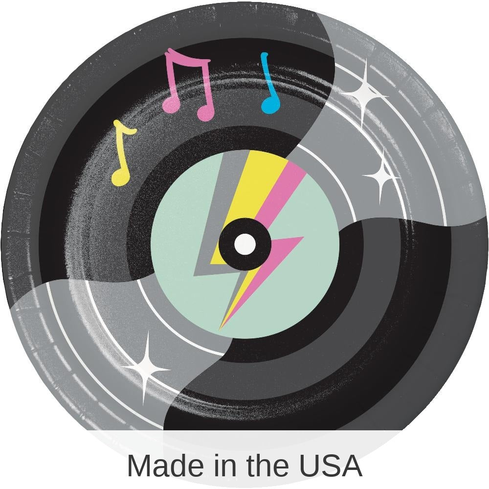 96/Case Bulk Birthday Beats Disco Party Vinyl Record Paper Dessert Plates