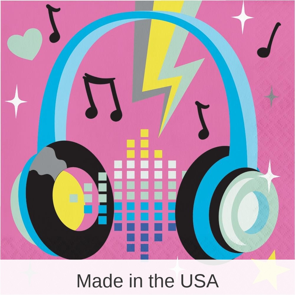 192/Case Bulk Birthday Beats Disco Party Headphone Napkins