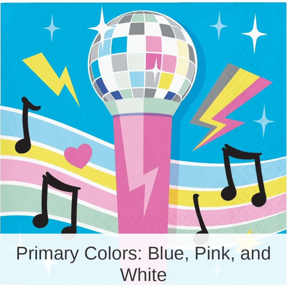 192/Case Bulk Birthday Beats Disco Party Microphone Paper Beverage Napkins