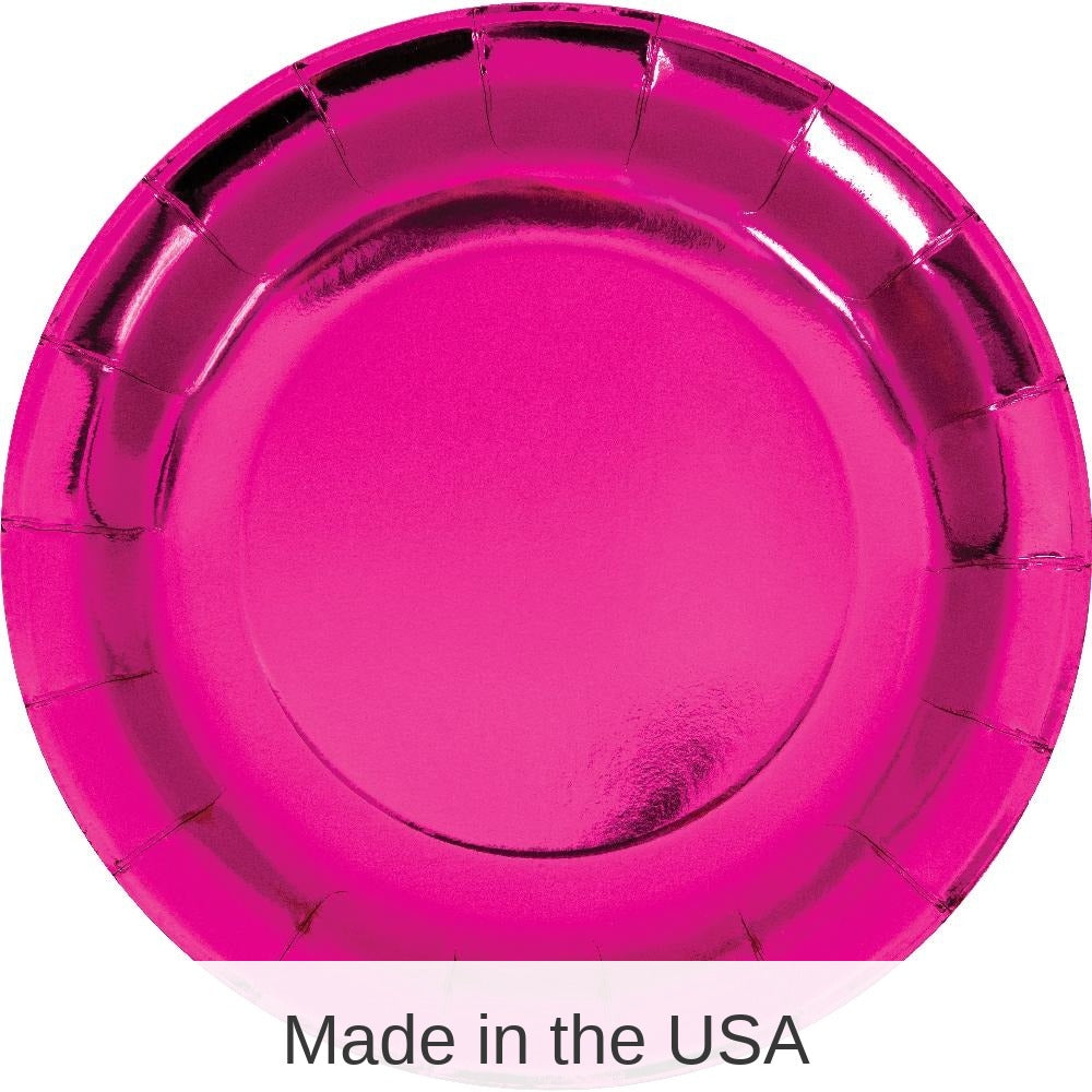 96/Case Bulk Pink Paper Dinner Plate, Foil