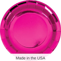 96/Case Bulk Pink Paper Dinner Plate, Foil