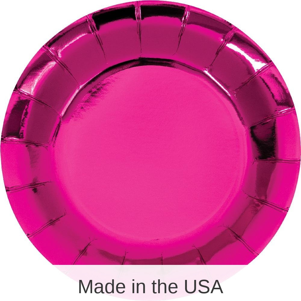96/Case Bulk Pink Paper Dessert Plate, Foil