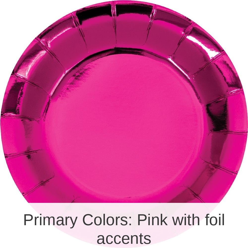 96/Case Bulk Pink Paper Dessert Plate, Foil