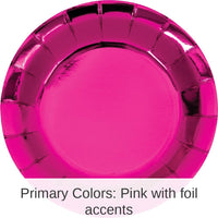 96/Case Bulk Pink Paper Dessert Plate, Foil