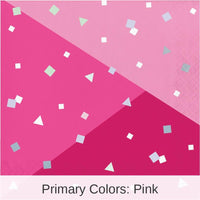 192/Case Bulk Pink Paper Lunch Napkin, Foil