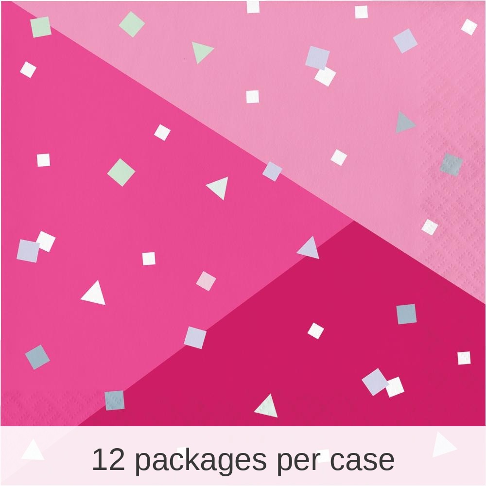 192/Case Bulk Pink Paper Lunch Napkin, Foil