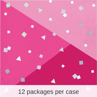 192/Case Bulk Pink Paper Lunch Napkin, Foil