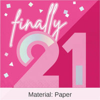 192/Case Bulk Pink Paper Lunch Napkin, Foil, 21